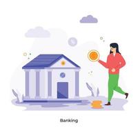 descargue la ilustración plana premium de la banca vector