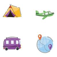 Set of Tour Flat Doodle Icons vector