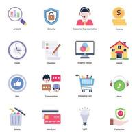 conjunto premium de iconos planos de servicios web vector