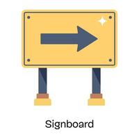 Direction indicator, flat icon of signboard vector