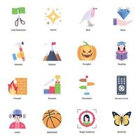 Set of Business and Media Flat Icons