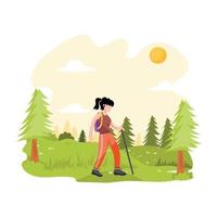 una ilustración plana escalable del campamento vector