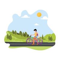 una ilustración plana visualmente atractiva del viaje por carretera vector