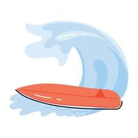 A skillfully crafted flat doodle sticker of surfing vector