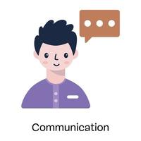 Person with speech bubble, flat icon of communication vector