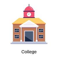 A customizable flat icon of college, learning institute vector