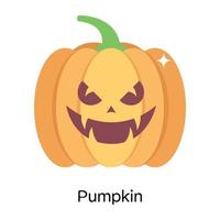 A scary flat icon of pumpkin, Halloween celebrations vector