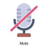 Microphone with no sign, flat icon of mute vector