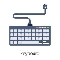 dispositivo de entrada para computadora, icono plano del teclado vector