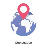 Navigation pin and globe, flat icon of geolocation vector