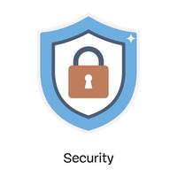 Lock and shield, concept of security flat icon vector