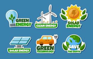 Set of Green Technology Sticker vector