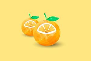 jugo de naranja 3d colorido, doble naranja fresca vector