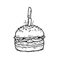 design burger line art illustration vector