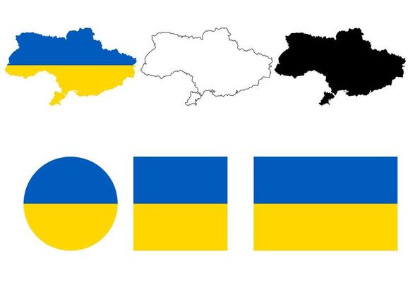 ukraine map flag icon set