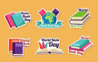 conjunto de paquete de pegatinas del día mundial del libro vector