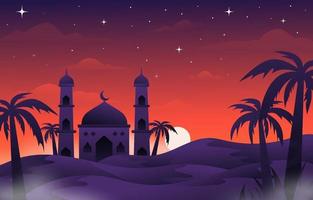 Background of Mosque in the Dessert vector