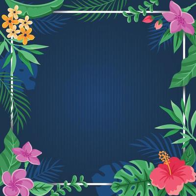 Summer Floral and Leaves Frame