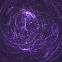 Purple space background. Glowing chaotic curves and sparkling particles. Futuristic vector illustration. Easy to edit design template for your artworks.