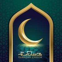 Ramadan Kareem greeting card template with crescent moon vector