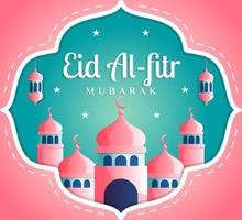 eid al-fitr paper style greeting card vector