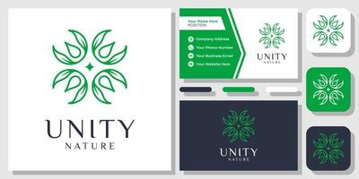 Community Healthcare Leaf Nature Unity Happy Human Abstract Logo Design with Business Card Template vector