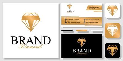Initial Letter T Diamond Gold Luxury Premium Jewelry Elegant Logo Design with Business Card Template vector