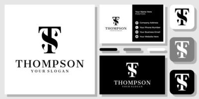 Initials Letters TS ST Serif Classic Luxury Elegant Black Icon Logo Design with Business Card Template vector