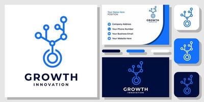 Growth Circle Ion Technology Innovation Connection Modern Logo Design with Business Card Template vector