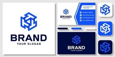 Initial Letter T Triple Hexagon Isometric Geometric Monogram Logo Design with Business Card Template vector