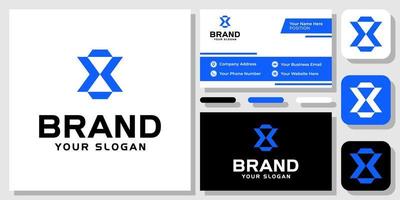 Initial Letter X Monogram Abstract Modern Simple Blue Icon Logo Design with Business Card Template vector