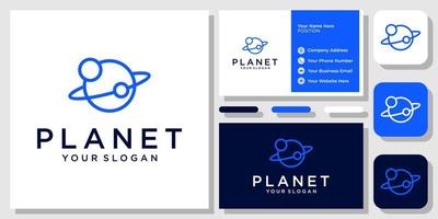 Planet Orbit Circle Universe Space Cosmos Sky Satellite Icon Logo Design with Business Card Template vector