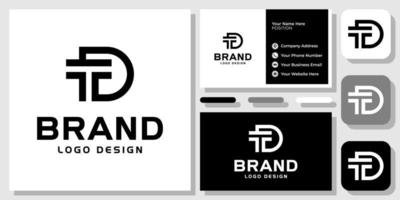 Initials Letters DT TD Monogram Black Modern Simple Icon Logo Design with Business Card Template vector