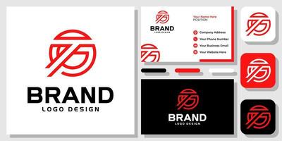 Initials Letter GT TG Circle Outline Red Modern Monogram Logo Design with Business Card Template vector