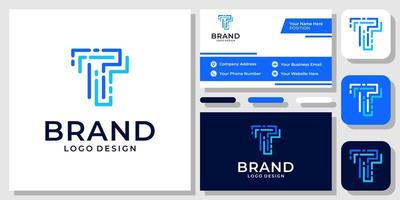 Initials Letter TT Technology Digital Rounded Monogram Modern Logo Design with Business Card Template vector