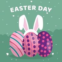 flat happy easter day background vector