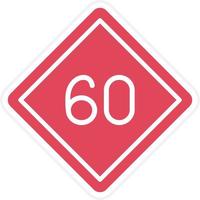 estilo de icono de límite de velocidad 60 vector