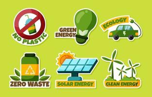 Set of Green Technology Sticker Pack vector