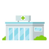 Hospital with medical symbol on facade vector