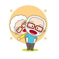 Cute couple grandparents. Cartoon illustration of chibi character isolated on white background. vector