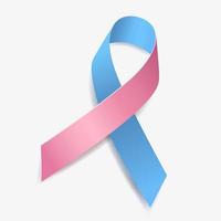 Pink and blue ribbon awareness Male Breast Cancer, Sudden Infant Death Syndrome, Prostate and Breast Cancer Combined, Infertility. Isolated on white background. Vector illustration.