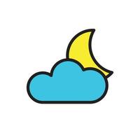 vector de tiempo de nube de luna para ilustración web de símbolo de icono