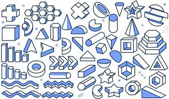 Set of 3D geometric shapes outline icon element vector illustration clipart