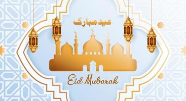 plantilla de tarjeta de felicitación eid mubarak diseño de vector islámico con patrón linterna tradicional árabe