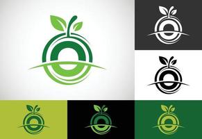 Initial O monogram alphabet with the abstract apple logo. Healthy food logo design vector