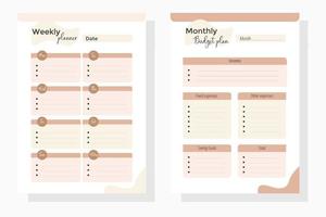 Minimalist Financial planner Monthly, weekly, budget. Saving,Income,Expenses,Account, Credit Card,Goal,Calendar,pages templates collection set of vector. vector