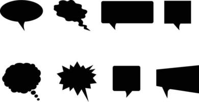 conjunto de formas de llamada. mensaje o burbujas de chat en siluetas negras