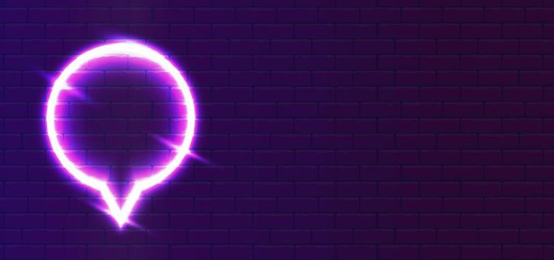 Round speech bubble unique super glowing neon sign vector. Light burst. Design element conversation space neon icon. Illuminated banner. Gorgeous advertisement on the wall. Banner with blank space.