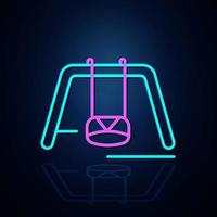 Light neon swing toy icon looks clear. Neon line swing icon. Fun and play light icon. Children's toy. symbol. Neon line.