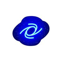 Cyclic motion sign in neon blue space. Midnight blue. Spiral loop linear design with neon. Realistic neon icon. There is mask area on White Background. vector